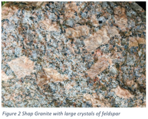 Figure 2 Shap Granite with large crystals of feldspar