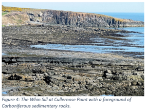 Figure 4: The Whin Sill at Cullernose Point with a foreground of Carboniferous sedimentary rocks.