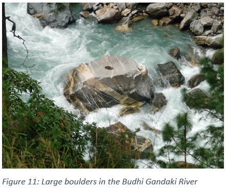 Figure 11: Large boulders in the Budhi Gandaki River