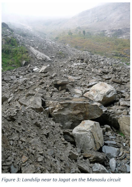 Figure 3: Landslip near to Jagat on the Manaslu circuit