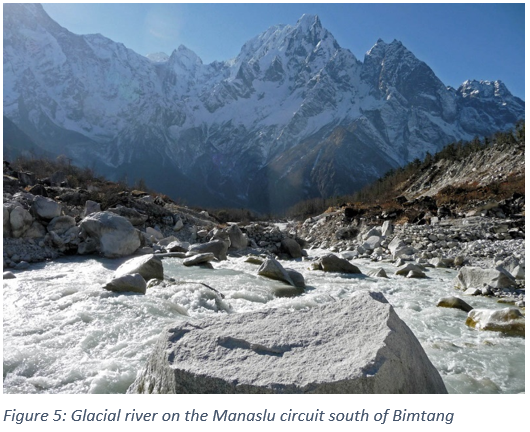 Figure 5: Glacial river on the Manaslu circuit south of Bimtang