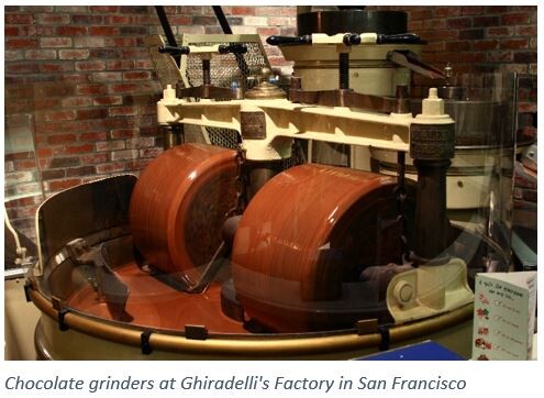 Chocolate grinders at Ghiradelli's Factory in San Francisco