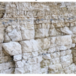 Grey flint bands in the cliff at North Landing, Flamborough