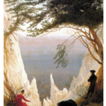 Caspar David Friedrich, the Chalk Cliffs on Rügen depicting the view from the chalk cliffs of the Stubbenkammer in Jasmund National Park.