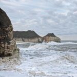 Thirnwick Bay, with thick band of glacial clay at the top of the cliffs